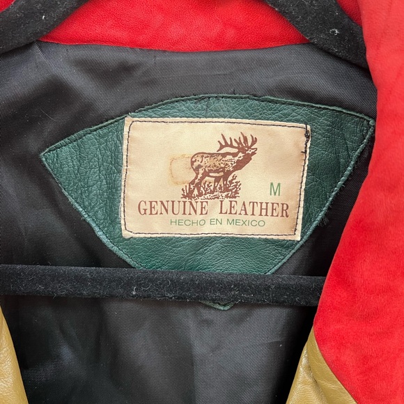 VTG Colorblock 💯% Leather Jacket - Picture 7 of 7